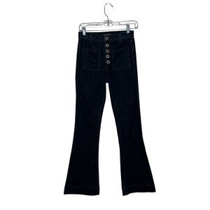 Ramy Brook Dark Blue High-Rise Button Fly Flared Denim Women's Jeans Size 24